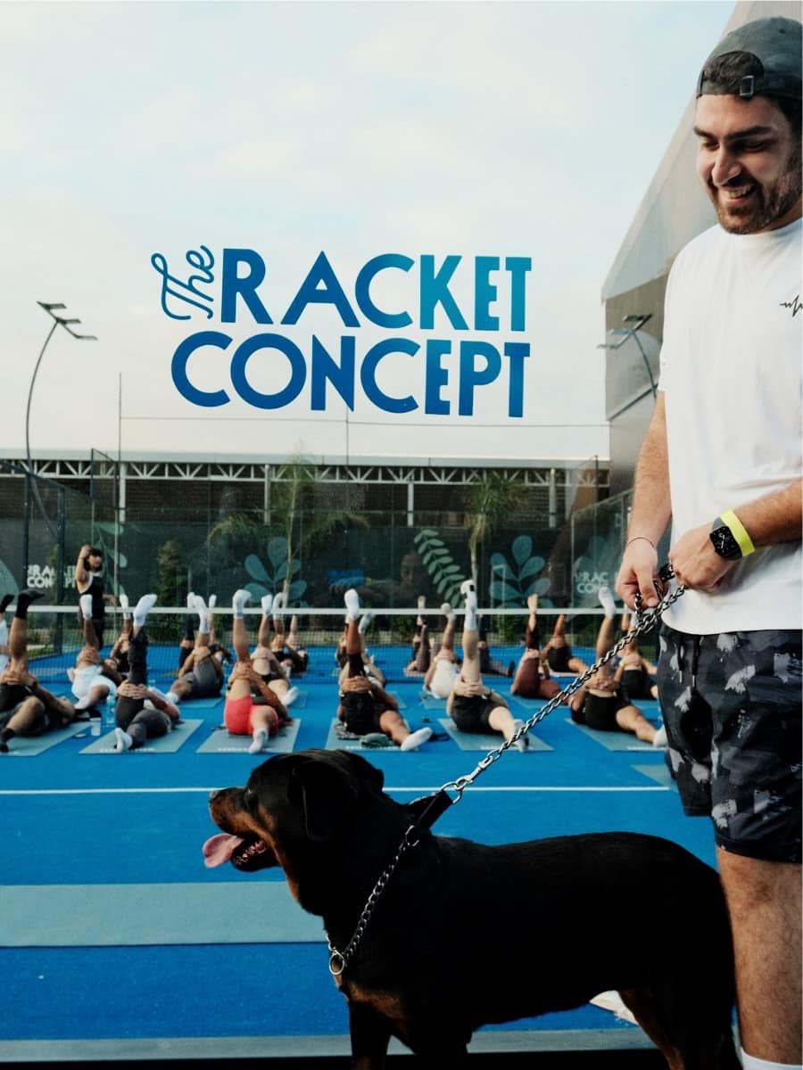 Run Club Beirut members on mats through a class held on the courts